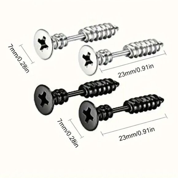 ✨🆕✨ Gold Silver Stainless Steel Screw Stud Earrings✨ - Picture 5 of 9